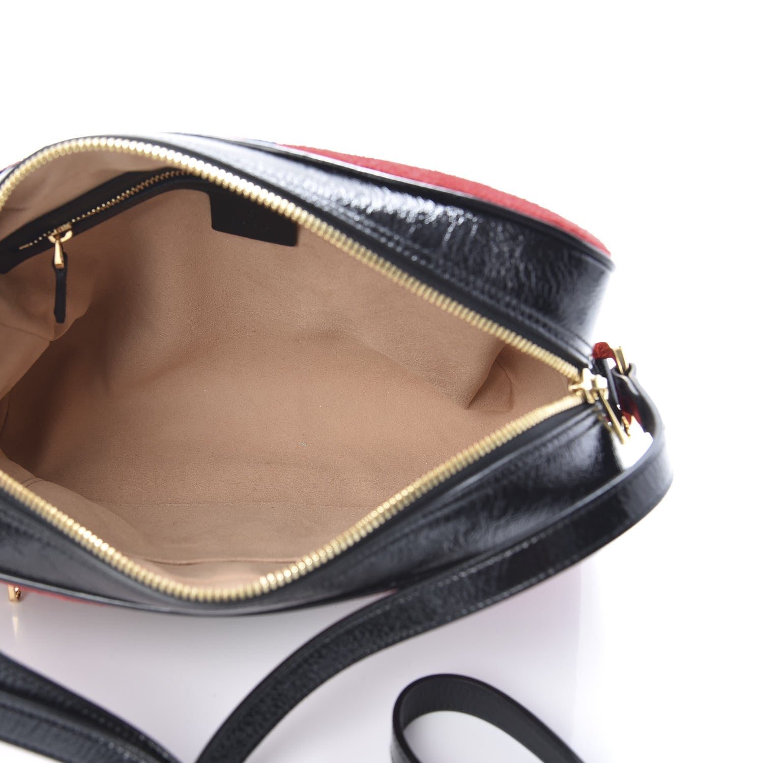 Gucci Suede Patent Web Small Ophidia Shoulder Bag Hibiscus Red Black 5 of 11