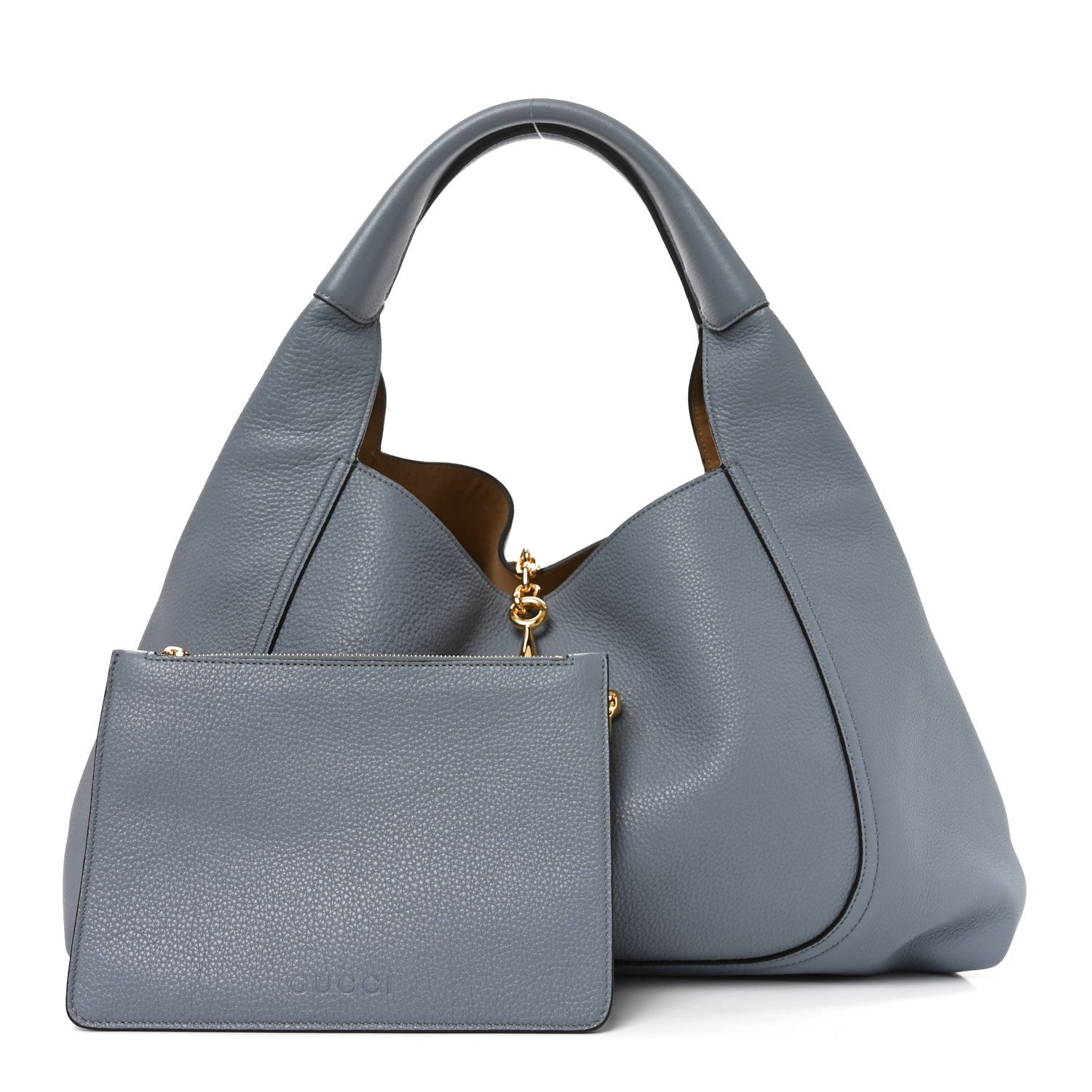 Gucci Grained Calfskin Softbit Maxi Shoulder Bag Foggy Grey 3 of 11