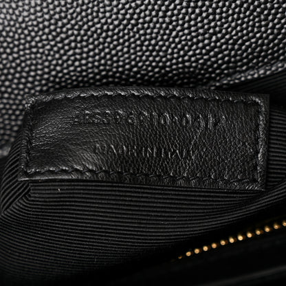 Saint Laurent Grain De Poudre Matelasse Chevron Large Monogram Satchel Black 6 of 9