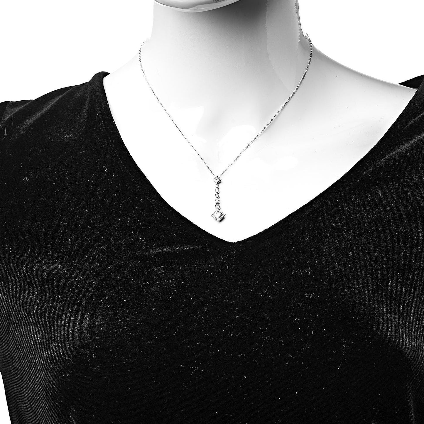 Platinum Diamond Grace Drop Pendant Necklace