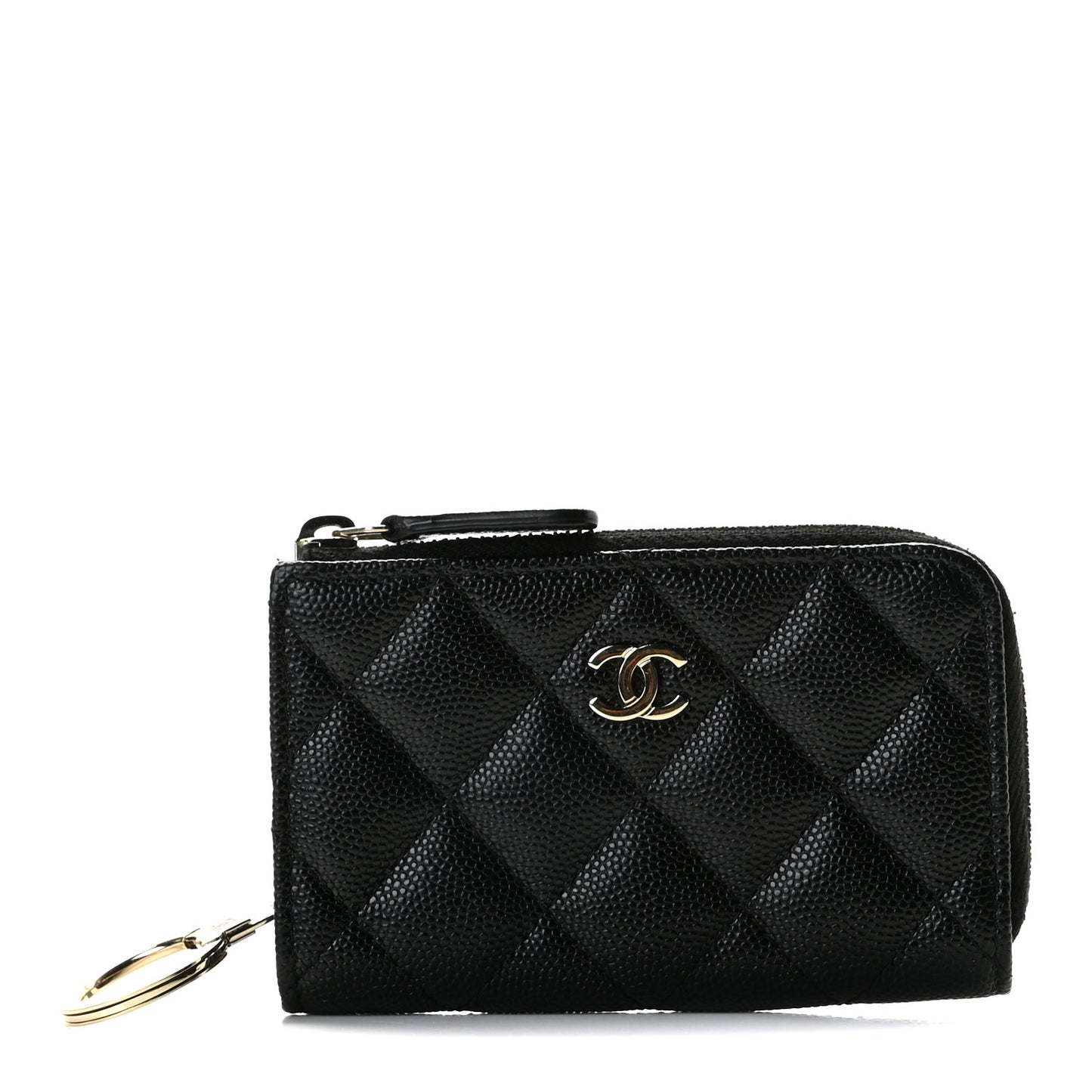 Caviar Quilted Key Holder Case Black