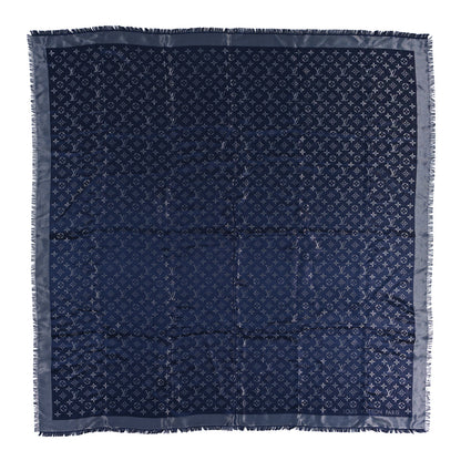 Louis Vuitton Wool Silk Monogram Denim Shawl Bleu Nuit 1 of 3