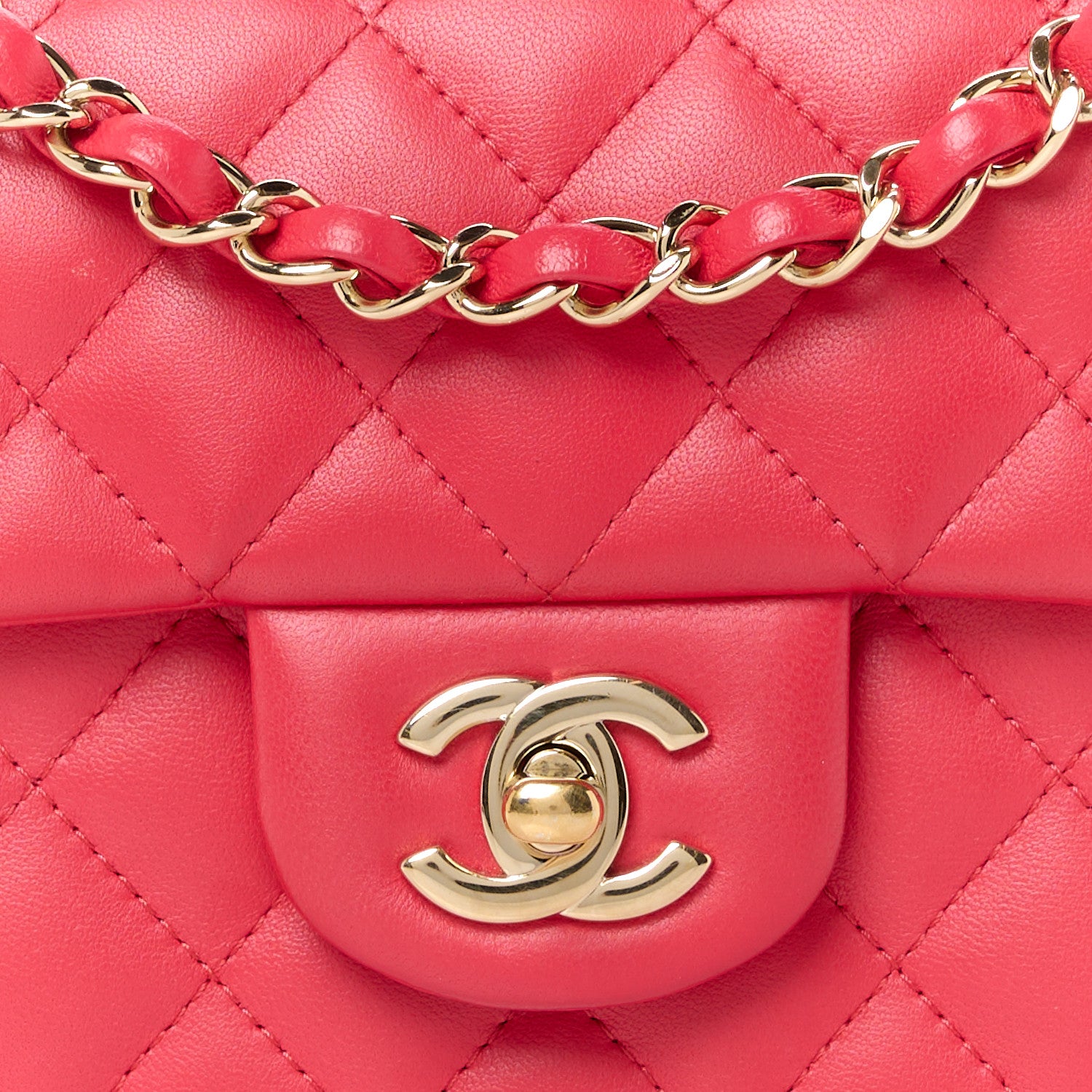 Chanel Lambskin Quilted Mini Rectangular Flap Dark Pink 9 of 11