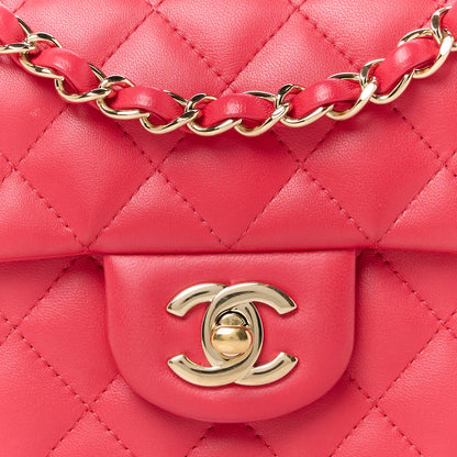 Chanel Lambskin Quilted Mini Rectangular Flap Dark Pink 9 of 11