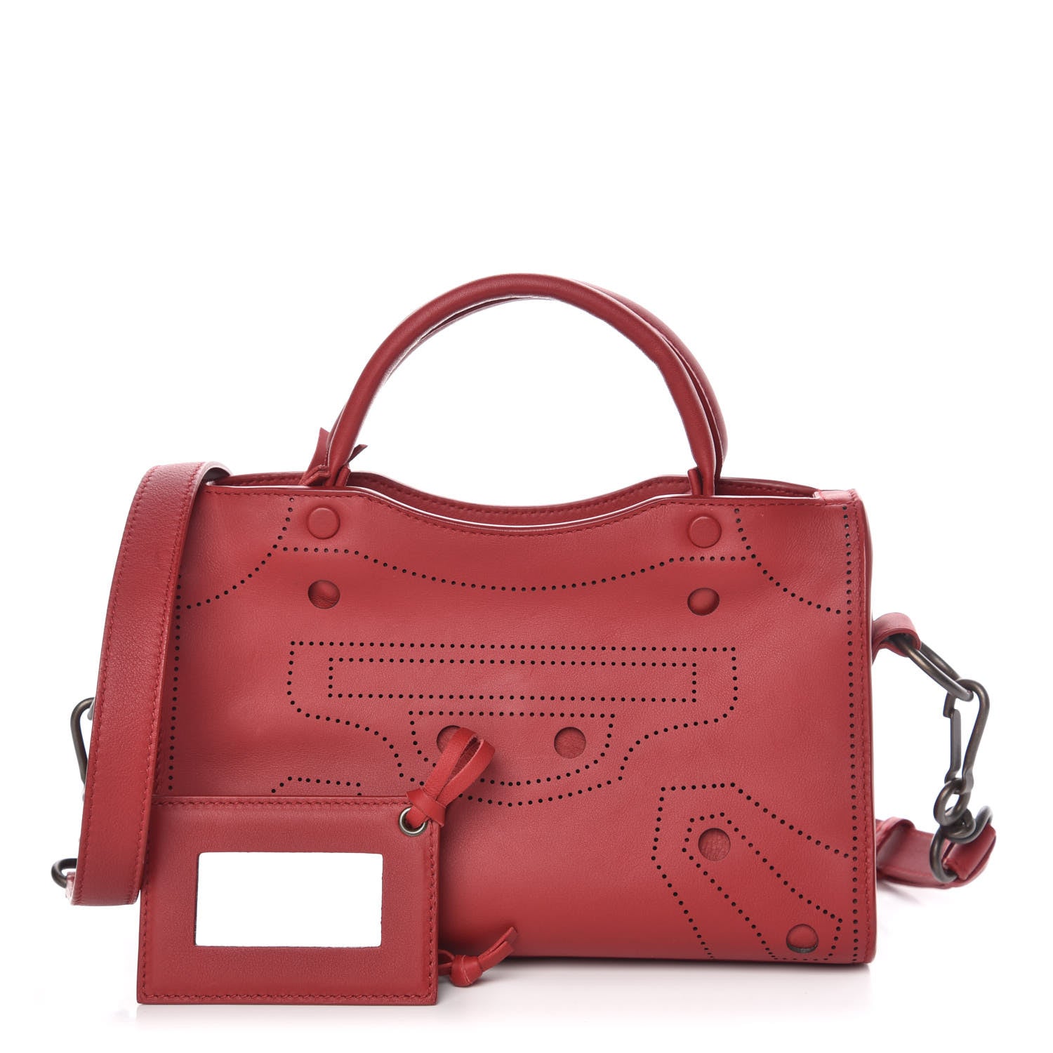 Balenciaga Veau Soyeux Perforated Blackout Hardware Mini City Rouge Groseille 1 of 12
