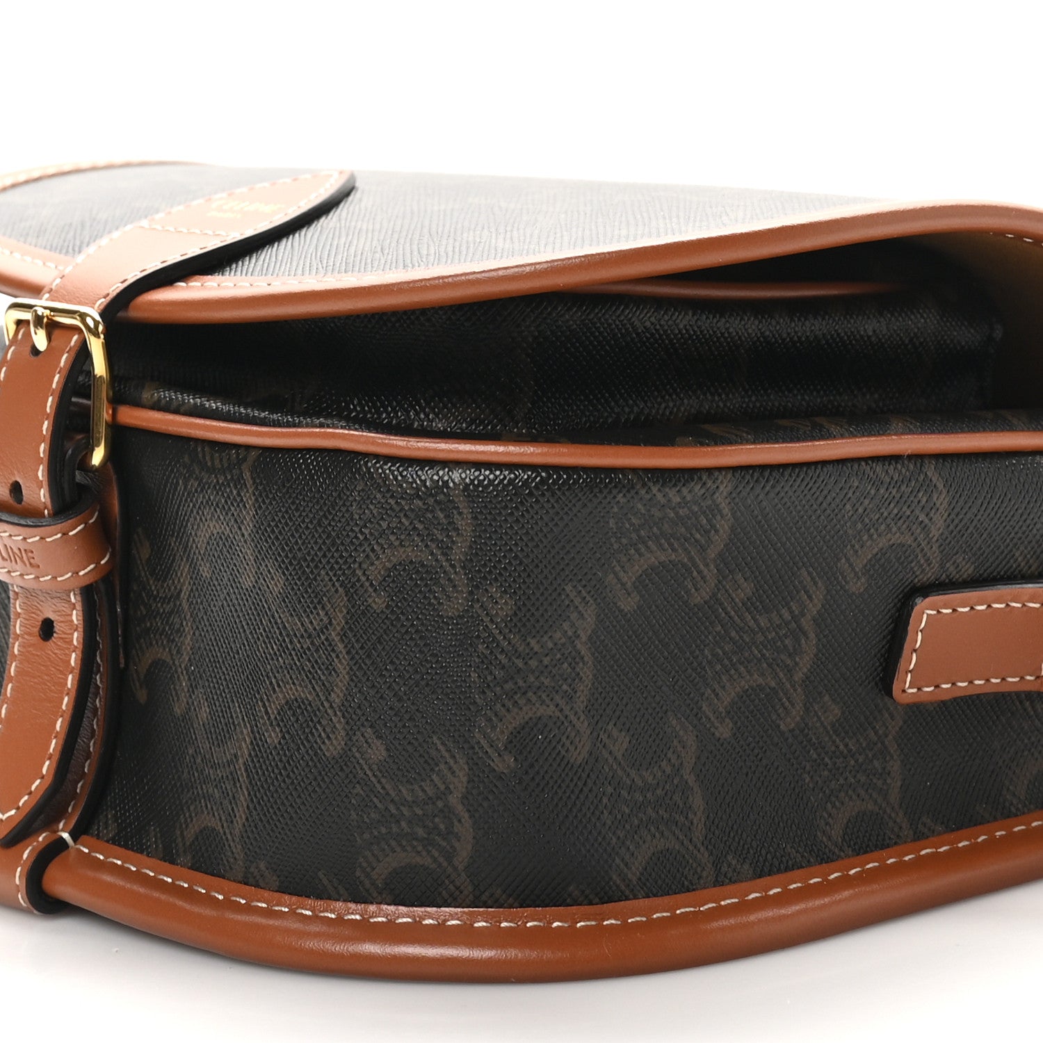 Celine Triomphe Canvas Medium Folco Bag Tan 9 of 9