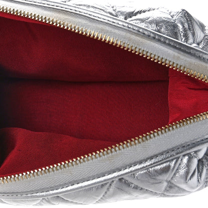 Chanel Metallic Calfskin Quilted Gabrielle Cosmetic Case Silver 5 of 10