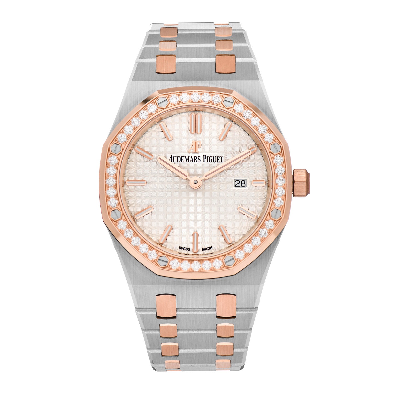 Audemars Piguet Stainless Steel 18K Rose Gold Diamond 33mm Royal Oak Quartz Watch White 67651SR.ZZ.1261SR.01 1 of 5