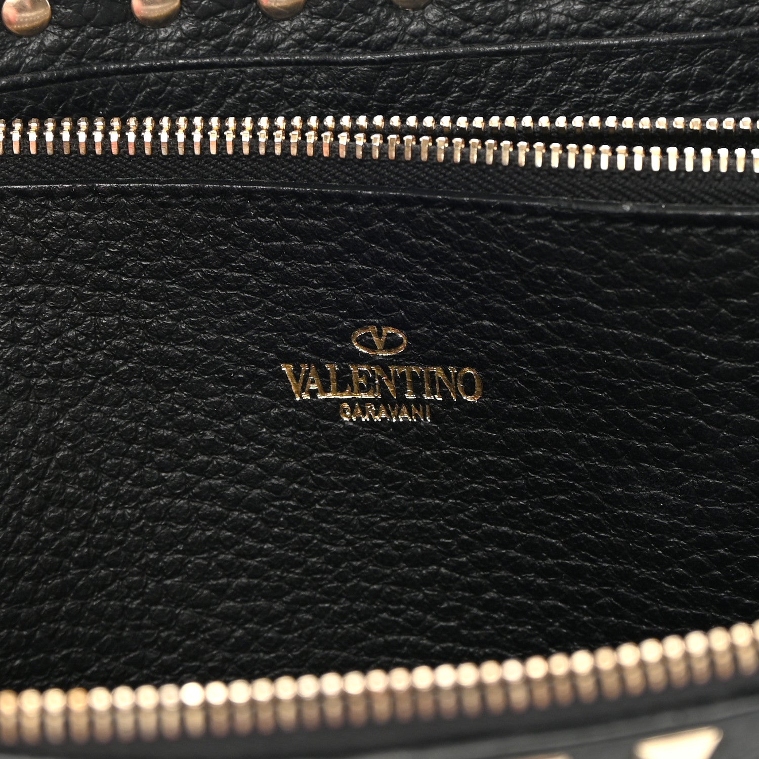 Valentino Garavani Calfskin Rockstud Zip Around Wallet Black 6 of 13