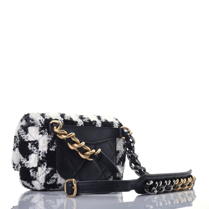 Chanel Tweed Quilted Chanel 19 Waist Bag Black Ecru White 3 of 10