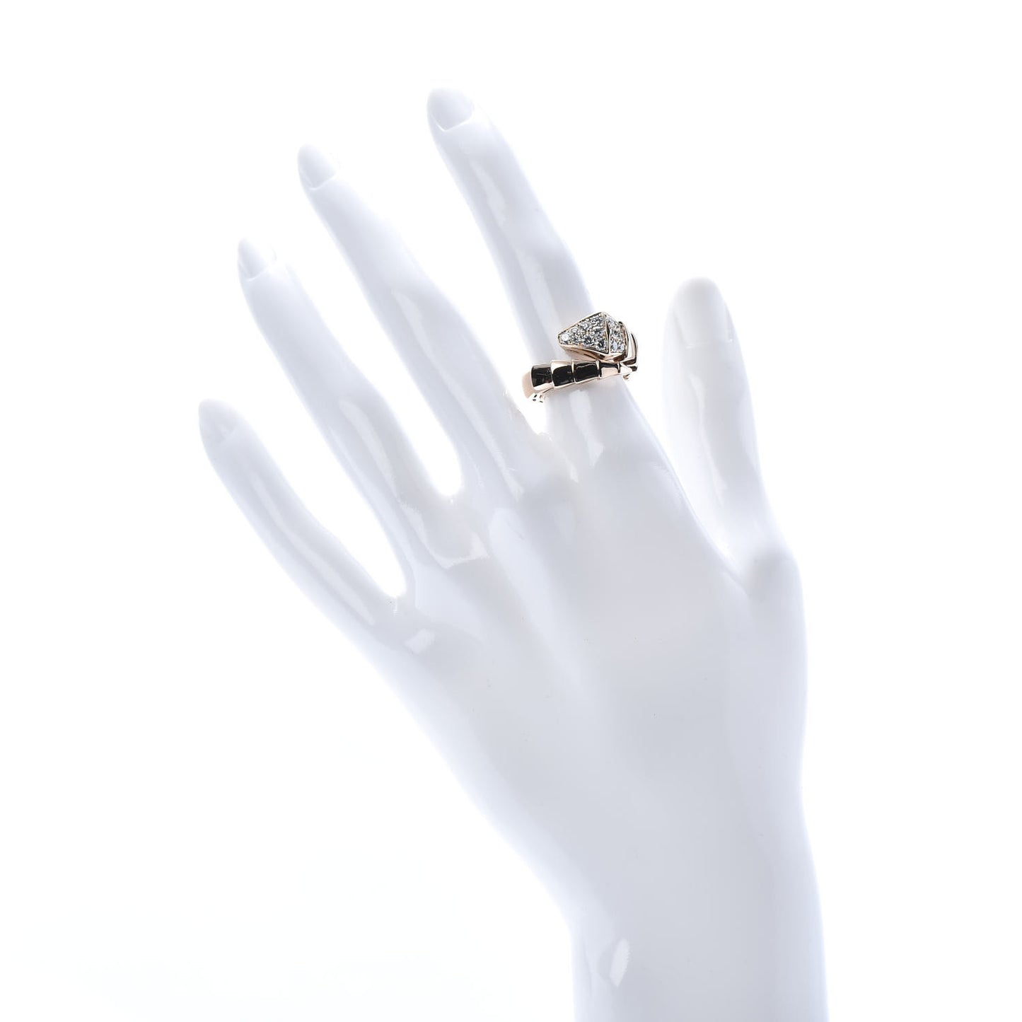 18K Rose Gold Diamond Serpenti Viper Ring S