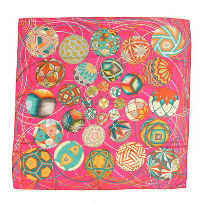 Hermes Silk L'Art Du Temari Scarf 90 Orange Fuchsia Vert 1 of 6