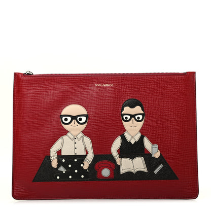 Dolce & Gabbana Dauphine Family Patch Zip Clutch Bag Red 1 of 6
