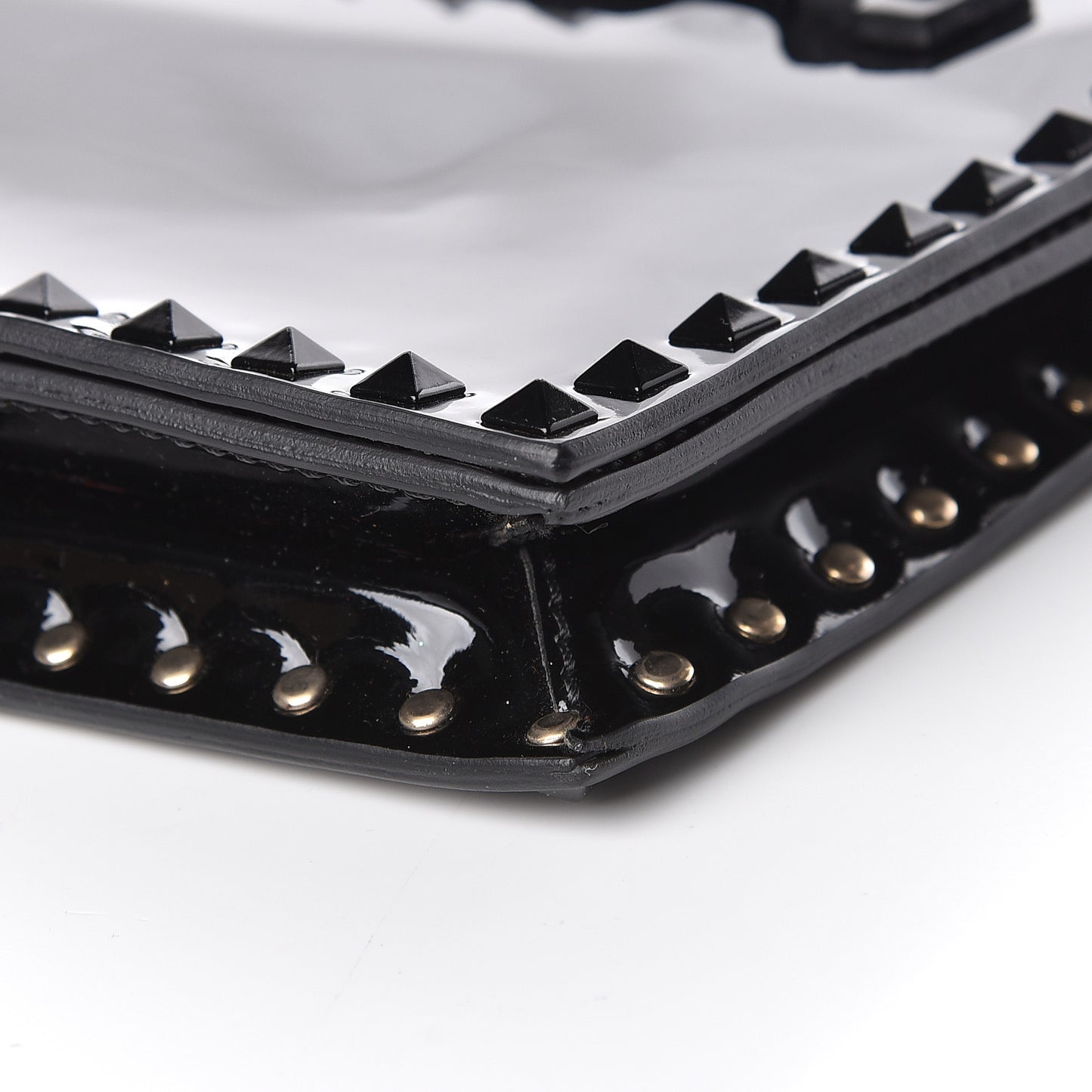 Patent Rockstud Wristlet Clutch Black