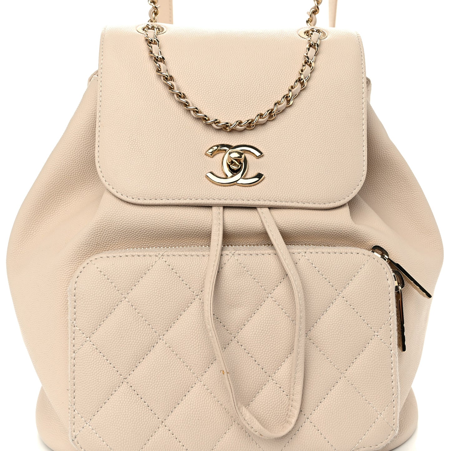 Caviar Quilted Business Affinity Backpack Light Beige