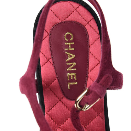 Chanel Suede Calfskin Camellia Thong Sandals 41 Dark Pink 7 of 10