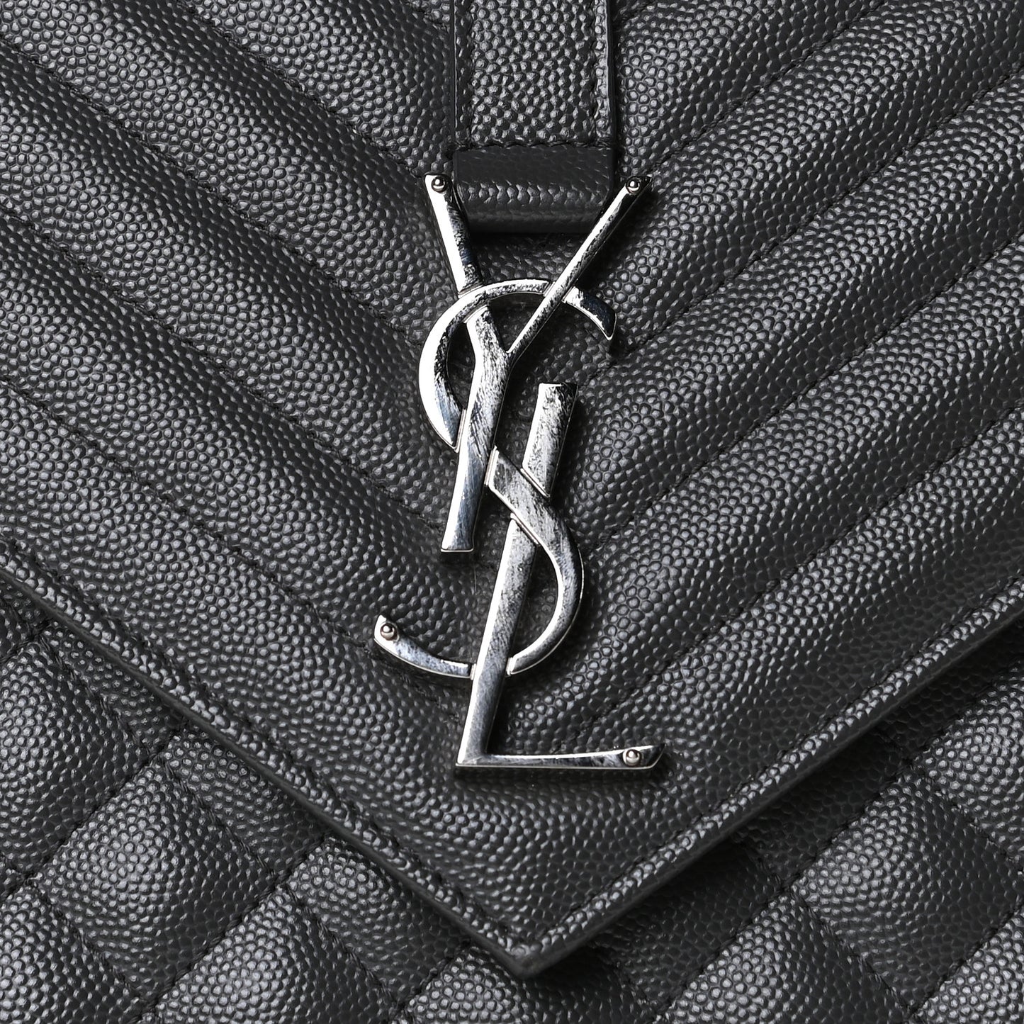 Grain De Poudre Textured Mixed Matelasse Large Triquilt Monogram Satchel Asphalt