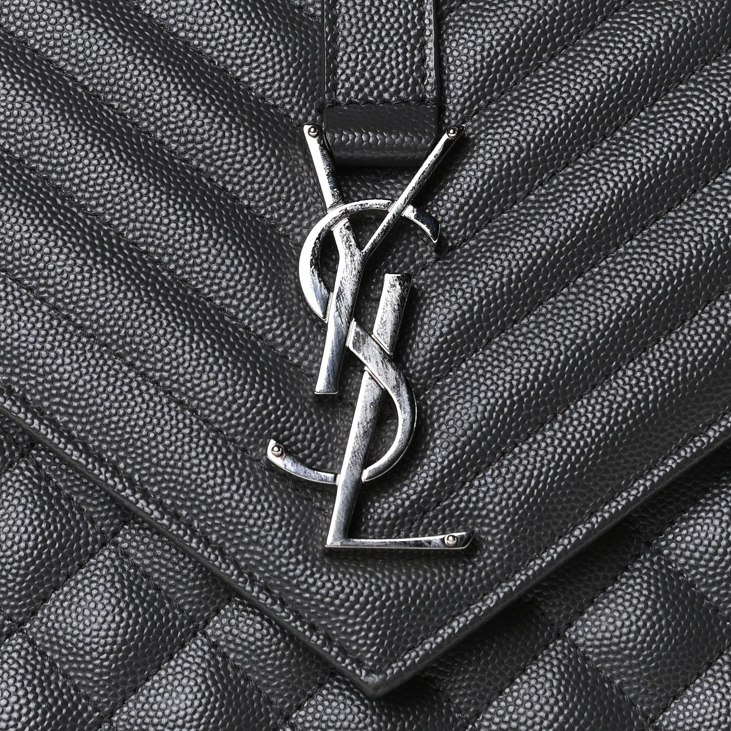 Saint Laurent Grain De Poudre Textured Mixed Matelasse Large Triquilt Monogram Satchel Asphalt 6 of 9