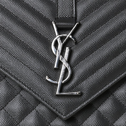 Saint Laurent Grain De Poudre Textured Mixed Matelasse Large Triquilt Monogram Satchel Asphalt 6 of 9