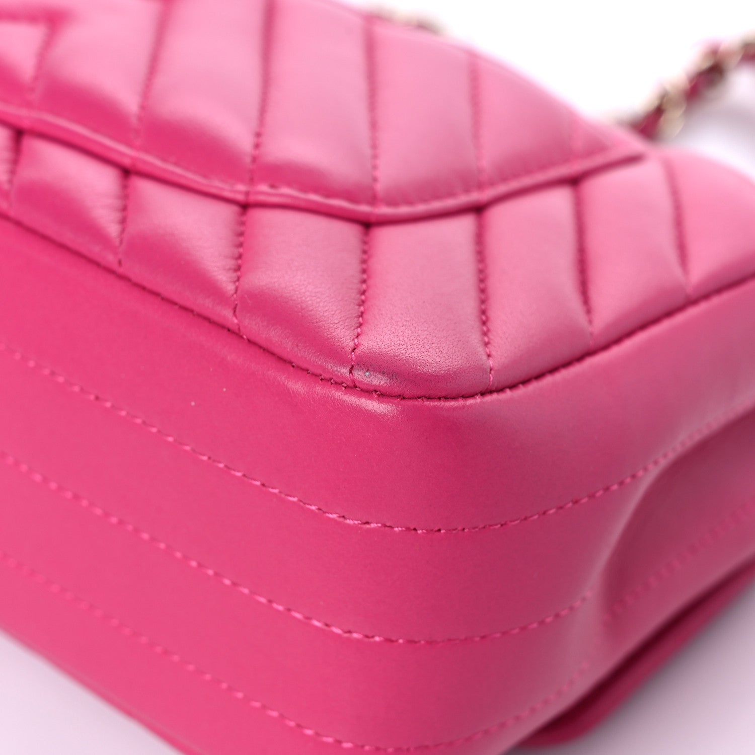 Chanel Lambskin Chevron Quilted Mini Rectangular Flap Dark Pink 11 of 13