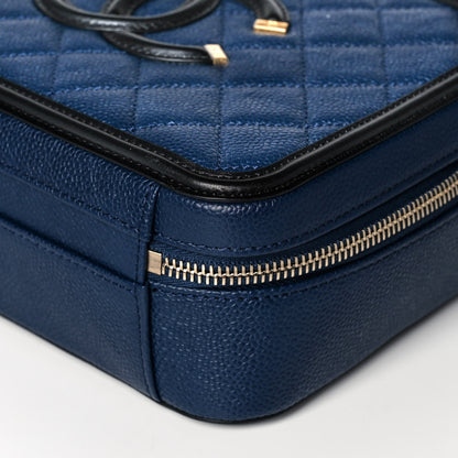 Chanel Caviar Quilted Small CC Filigree Vanity Case Navy Black 10 of 12