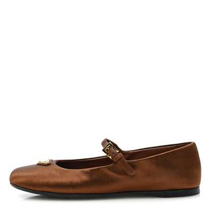 Prada Satin Triangle Ballerina Flats 36.5 Tobacco 1 of 7