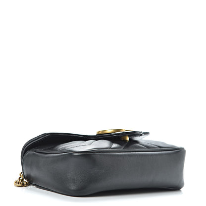 Gucci Calfskin Matelasse Super Mini GG Marmont Shoulder Bag Black 4 of 13