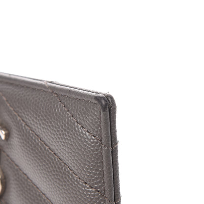 Saint Laurent Grain De Poudre Matelasse Chevron Monogram Credit Card Case Dark Anthracite 8 of 9
