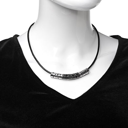 John Hardy Sterling Silver Black Sapphire Kali Slide Pendant Cord Necklace 2 of 6