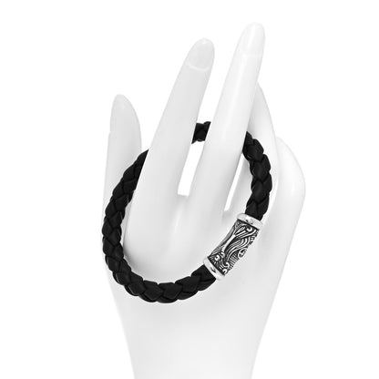 David Yurman Sterling Silver Leather Woven Waves Bracelet Black 2 of 4
