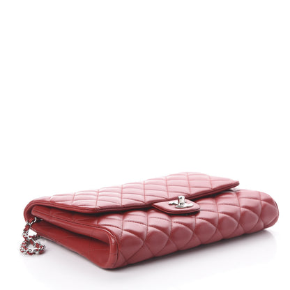 Chanel Lambskin Quilted Clutch With Chain Flap Red 3 of 9