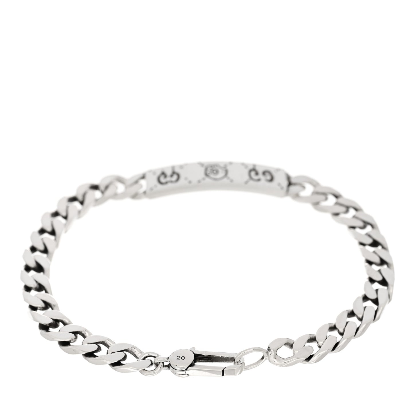 Sterling Silver GucciGhost Hamlet Skull ID Chain Bracelet