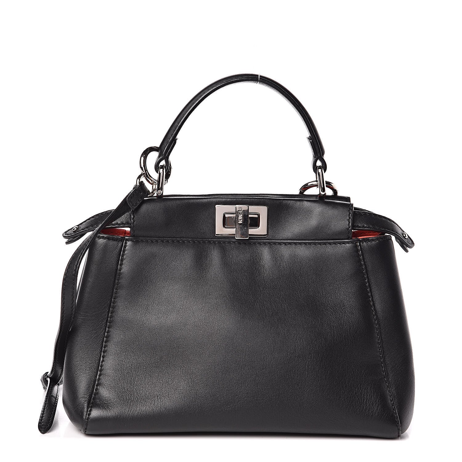 Fendi Nappa Karung Monster Eyes Mini Peekaboo Iconic Satchel Black Papavero 3 of 11