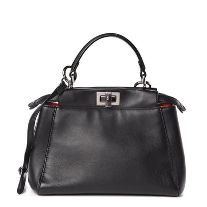 Fendi Nappa Karung Monster Eyes Mini Peekaboo Iconic Satchel Black Papavero 3 of 11