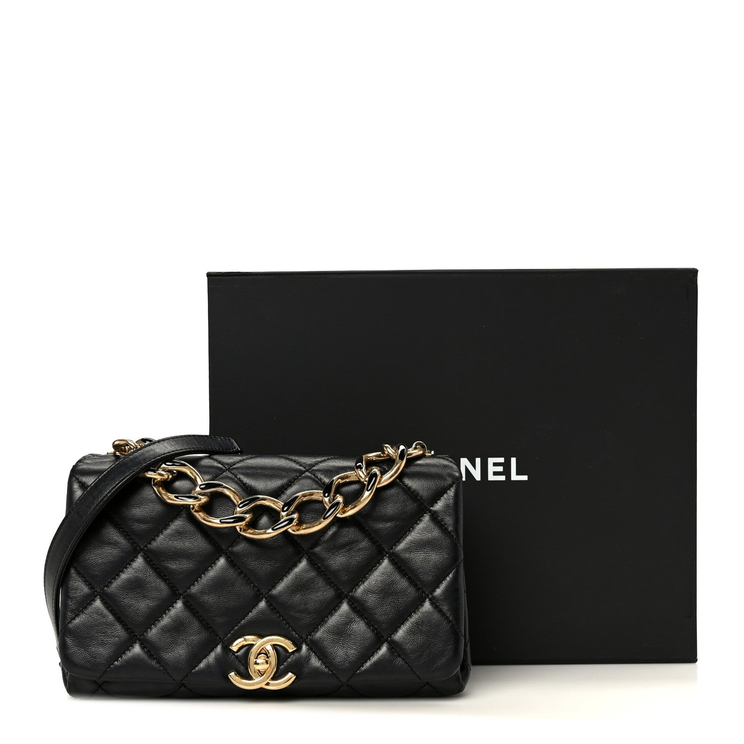 Chanel Lambskin Quilted Medium Color Match Flap Black 13 of 13