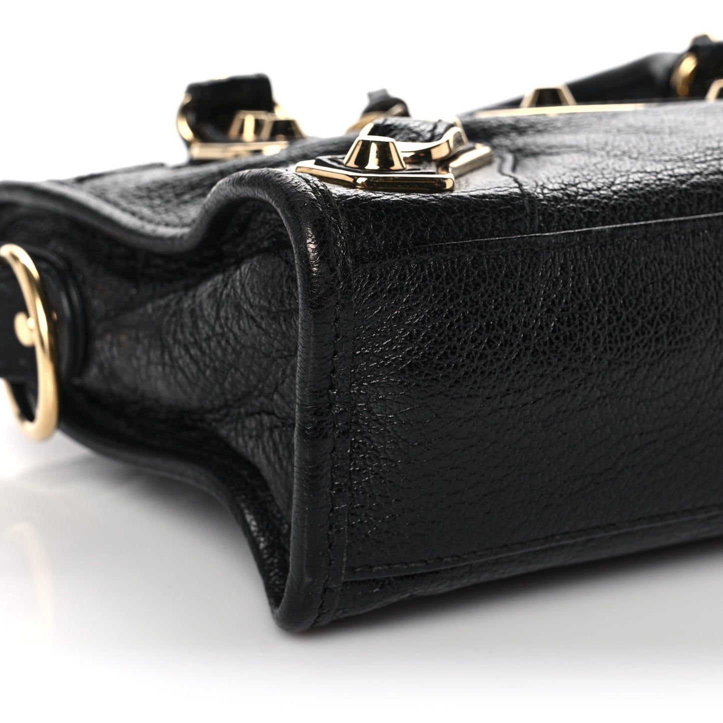 Chevre Gold Metallic Edge Hardware Mini City Black