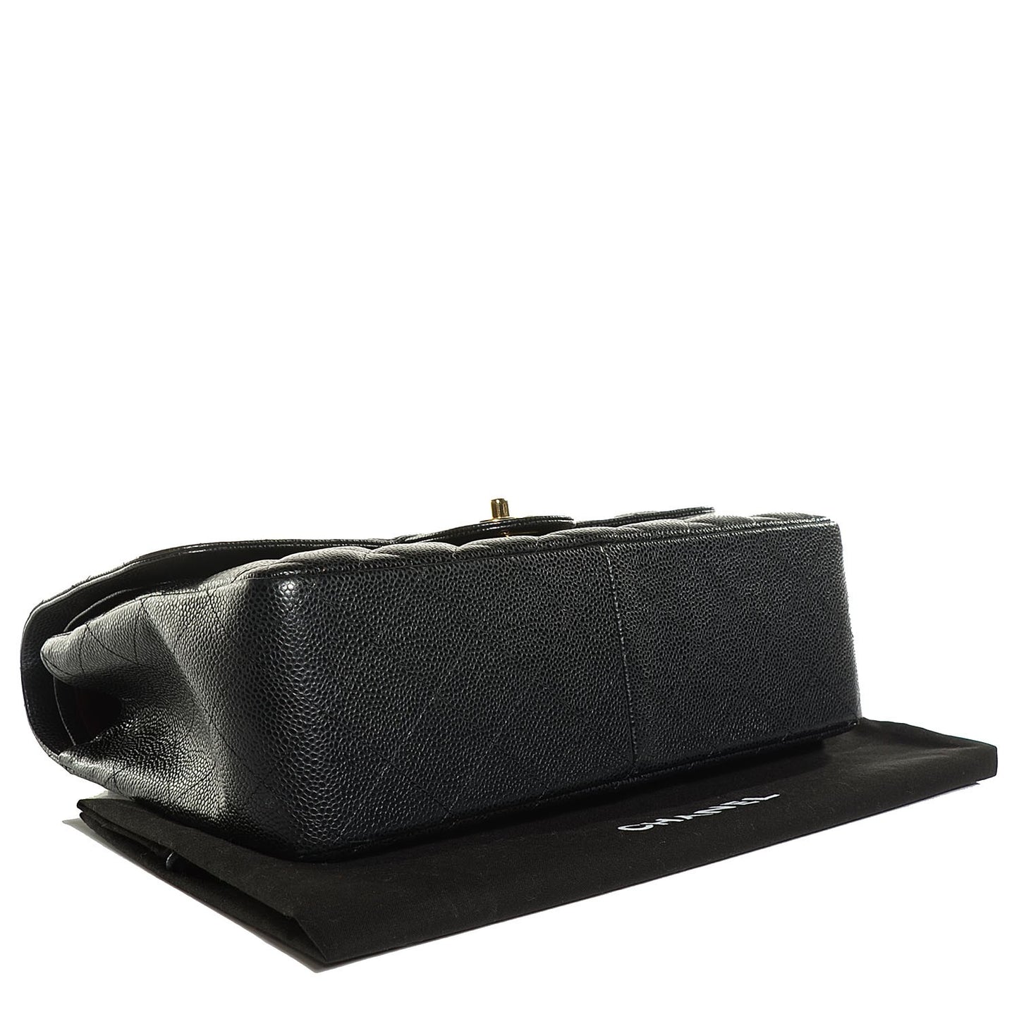 Caviar Quilted Jumbo Double Flap Black