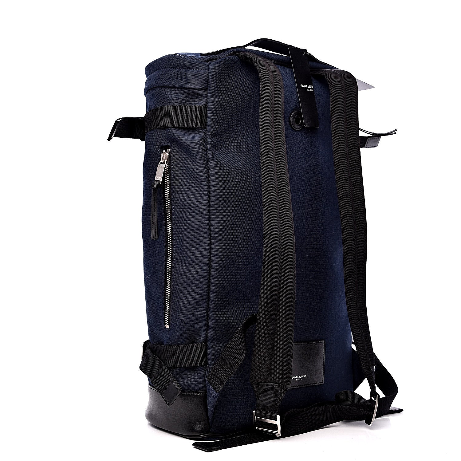Saint Laurent Canvas Calfskin Race Rivington Backpack Black Navy 2 of 10