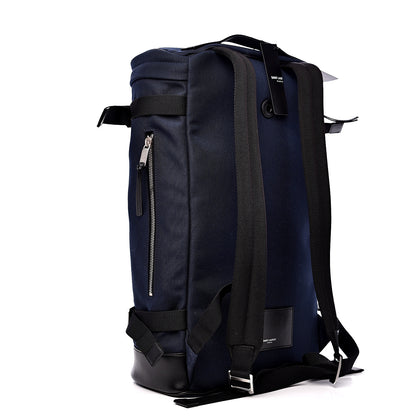 Saint Laurent Canvas Calfskin Race Rivington Backpack Black Navy 2 of 10