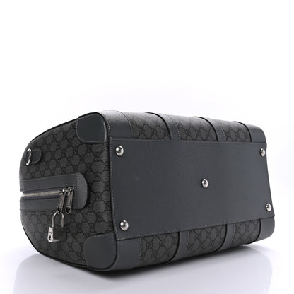 Gucci GG Supreme Monogram Textured Dollar Calfskin Medium Savoy Duffle Bag Grey Black Graphite Grey 4 of 10