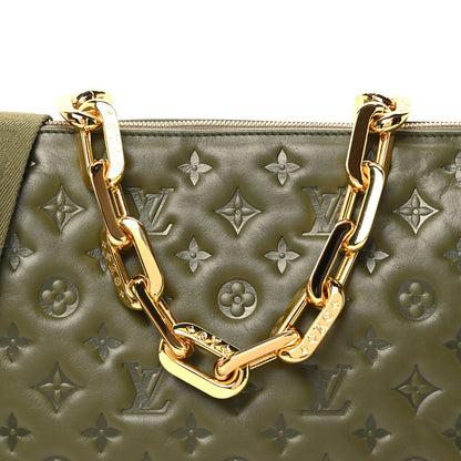 Louis Vuitton Lambskin Embossed Monogram Coussin MM Khaki 8 of 10