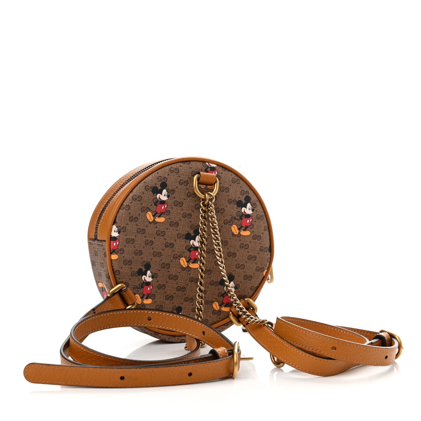 X DISNEY Mini Vintage GG Supreme Monogram Mickey Mouse Round Backpack Beige Vintage Sun Oil