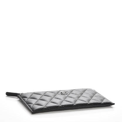 Chanel Iridescent Caviar Quilted Classic Zip Pouch Black 4 of 8