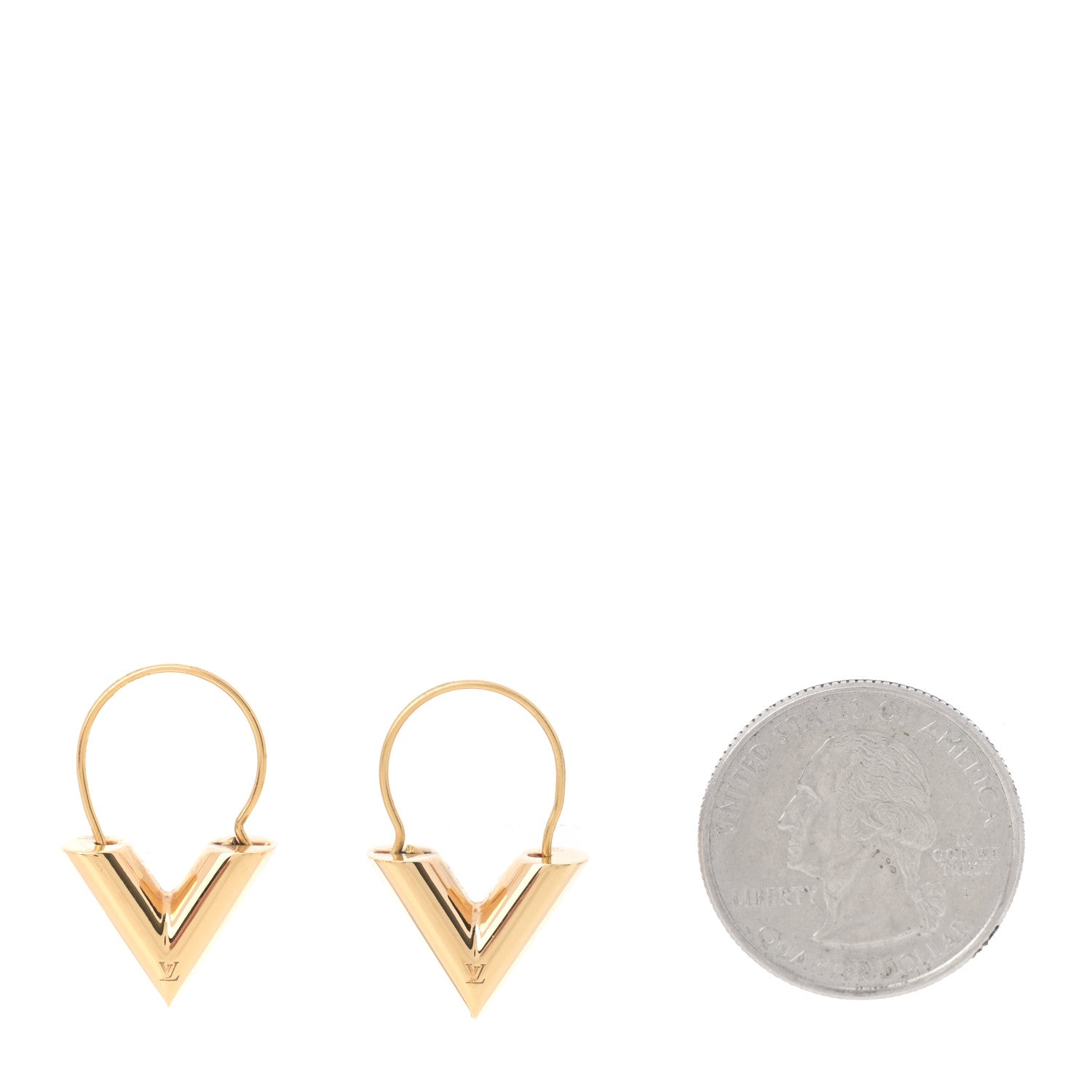 Louis Vuitton Brass Essential V Hoop Earrings Gold 2 of 3