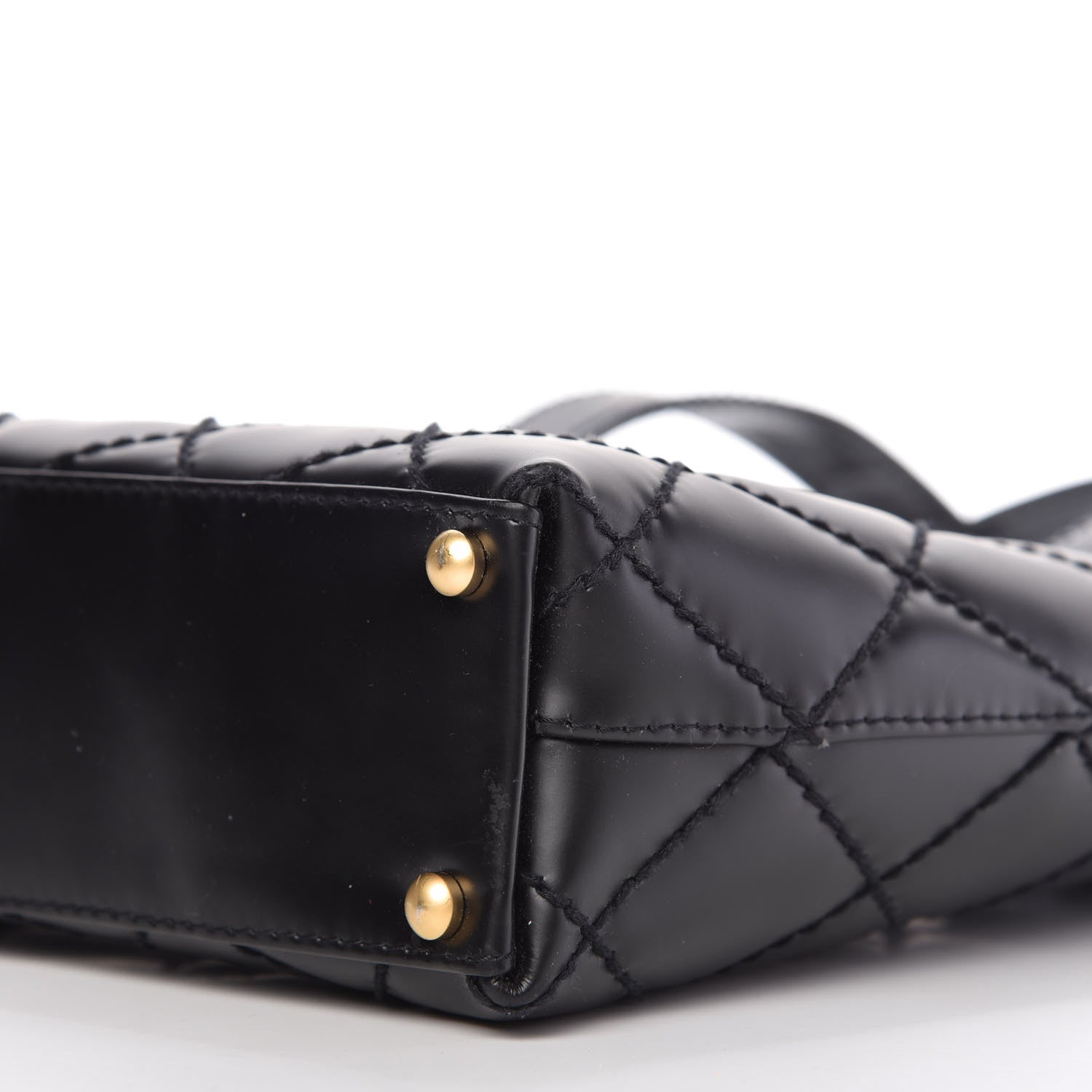Chanel Calfskin Quilted Small Surpique Stitch Tote Black 7 of 9