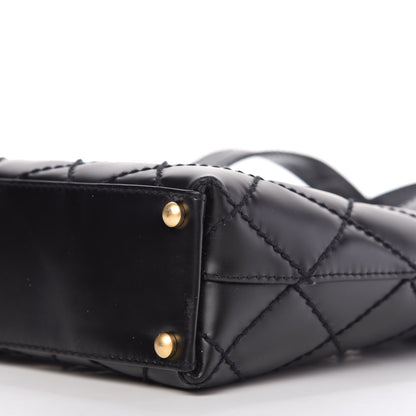 Chanel Calfskin Quilted Small Surpique Stitch Tote Black 7 of 9