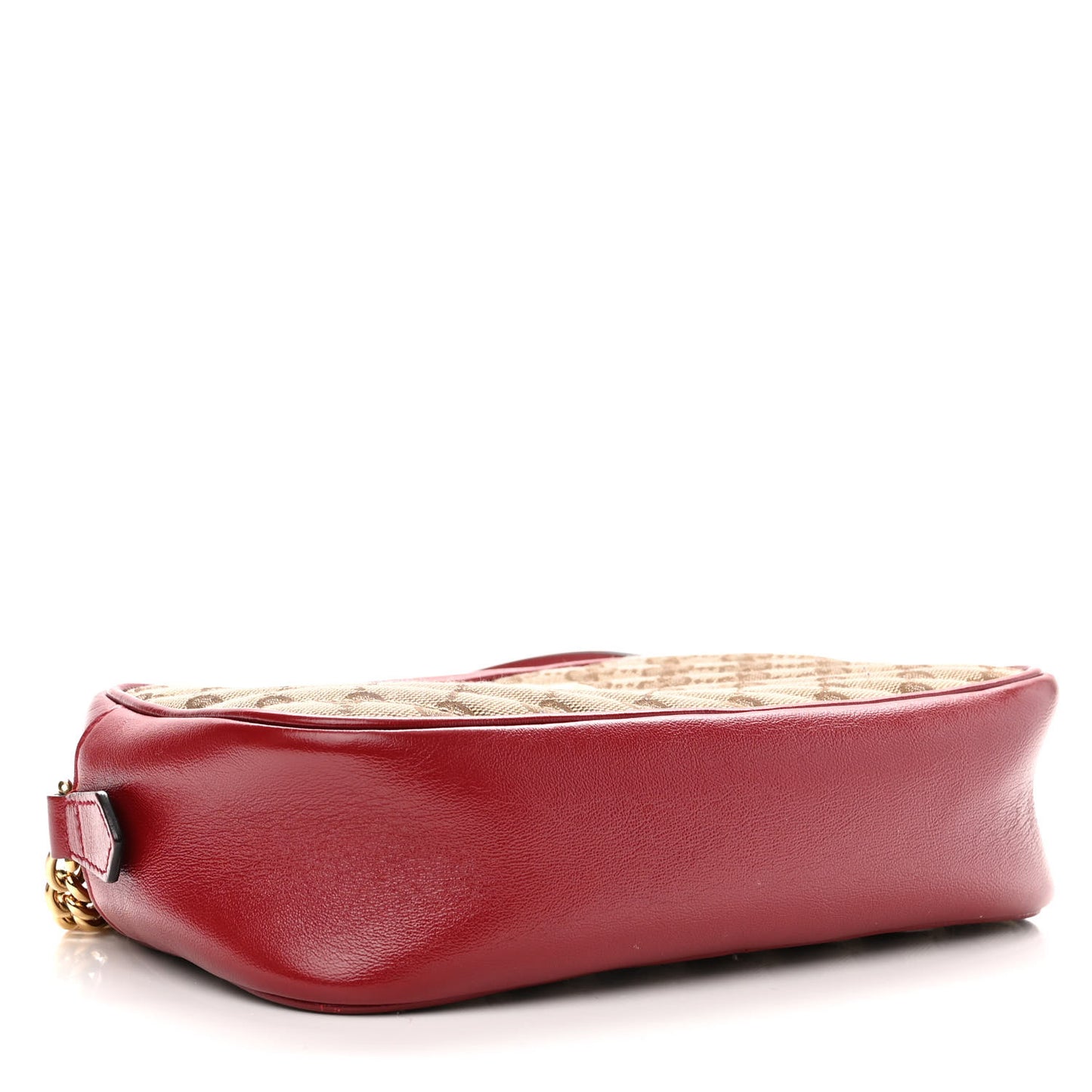 Monogram Azalea Calfskin Matelasse Diagonal Small GG Marmont Chain Shoulder Bag Beige Ebony New Cherry Red