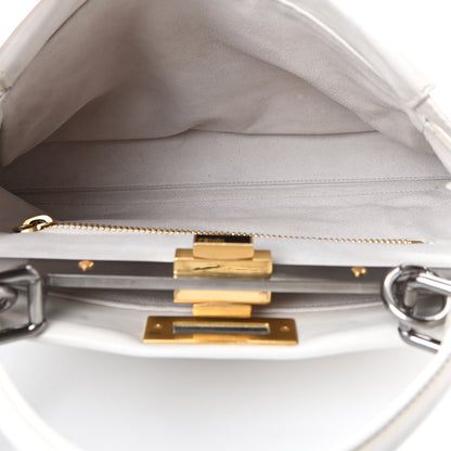 Fendi Vitello Suede Medium Peekaboo Iconic Satchel White 5 of 12