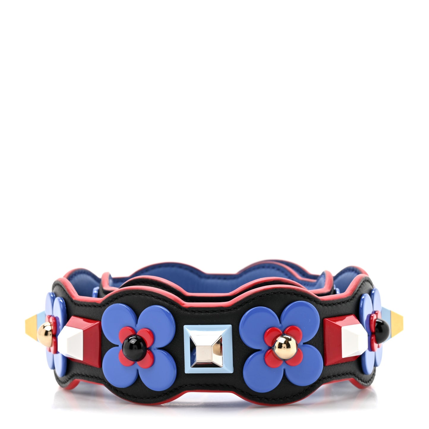 Vitello Dolce Plexiglass Flowerland Studded Strap You Black Multicolor