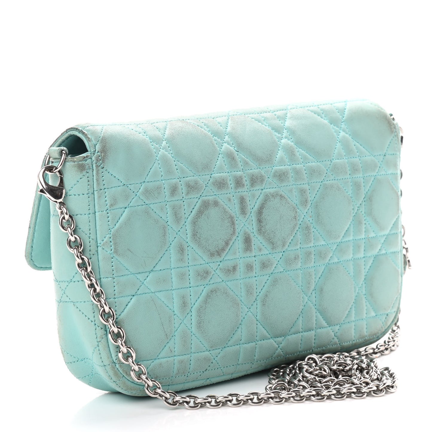 Lambskin Cannage Miss Dior Promenade Pouch Turquoise